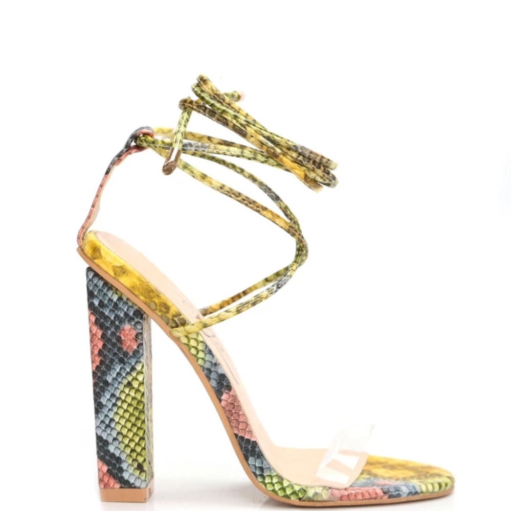 Multi colored sandal heels